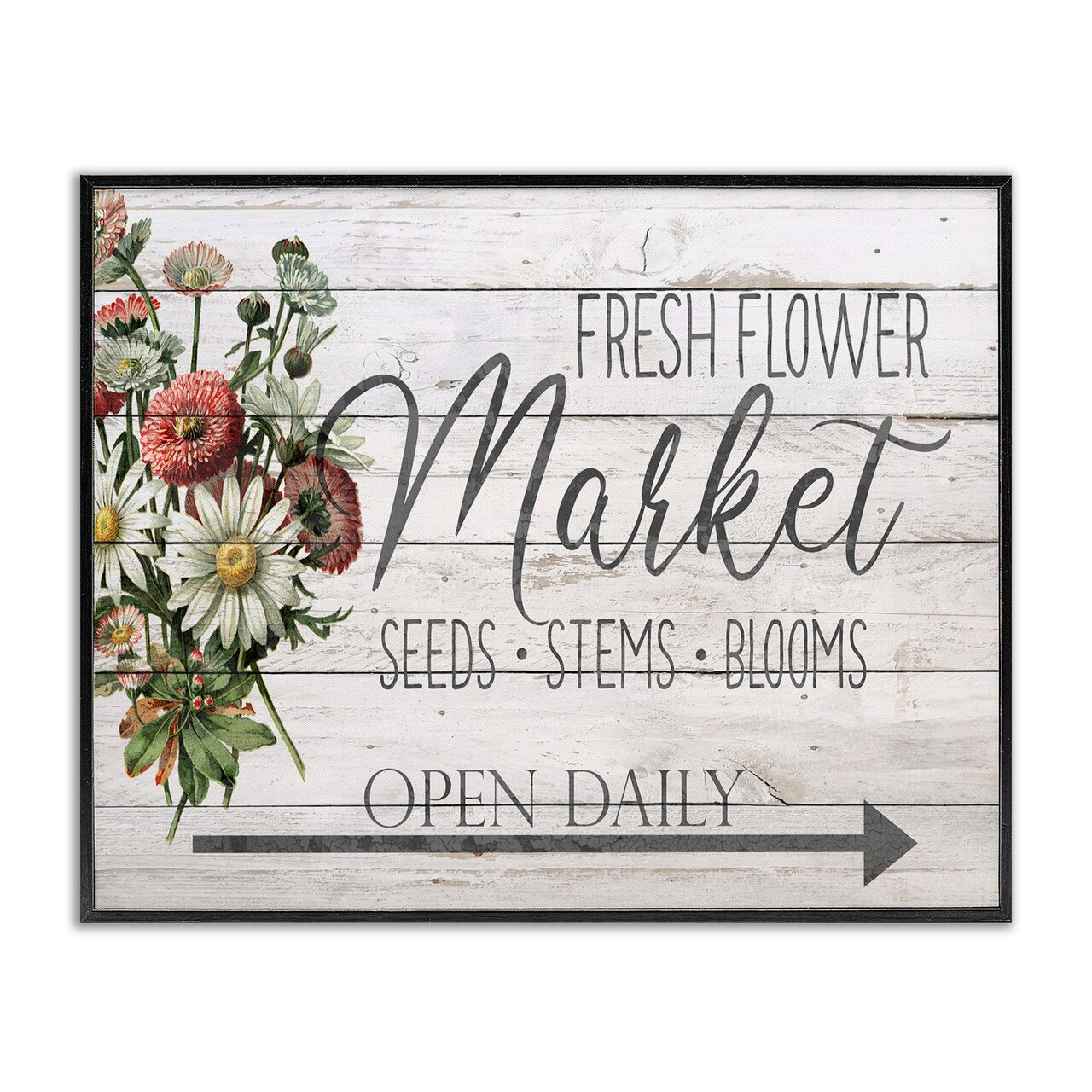 Stupell Industries Planked Style Fresh Flower Market Framed Giclee Art